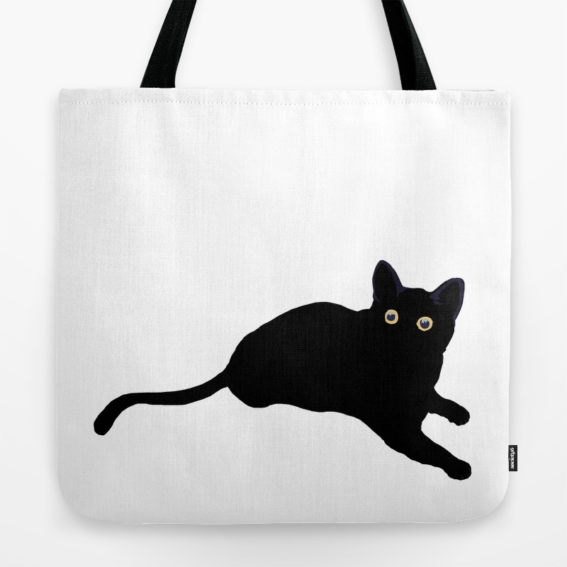 black cat tote bag