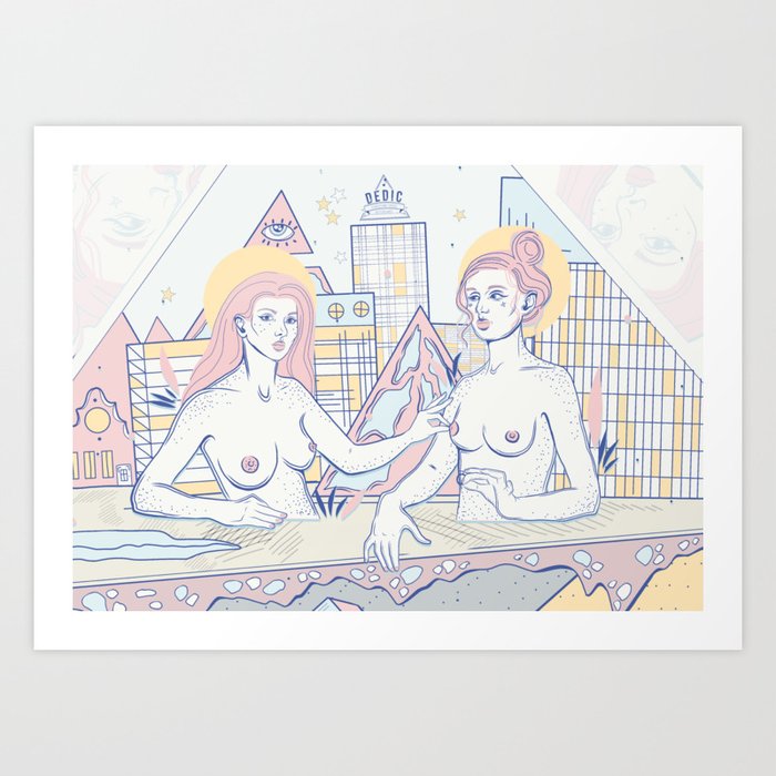Girls in the City Art Print