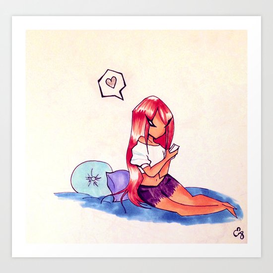 Texting Art Print