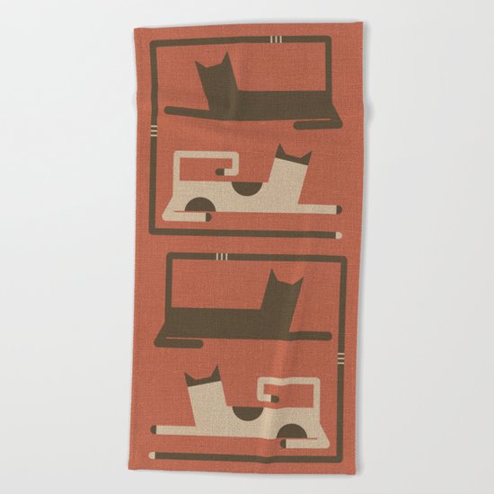 CATS IN LOVE (abstract animals) Beach Towel