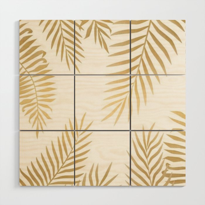 Gold Palm Leaves Wood Wall Art