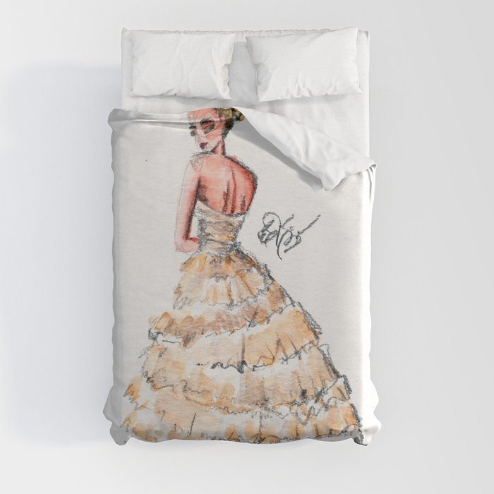 Fashion Watercolor Couture Gown Duvet Cover