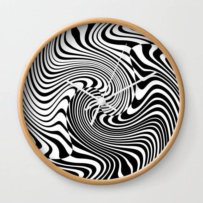 Abstract Black and White Swirl Pattern Wall Clock