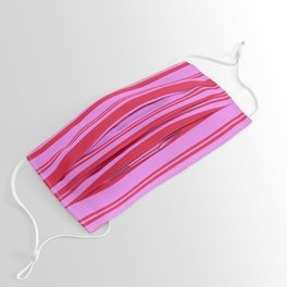 [ Thumbnail: Crimson and Violet Colored Stripes/Lines Pattern Face Mask ]