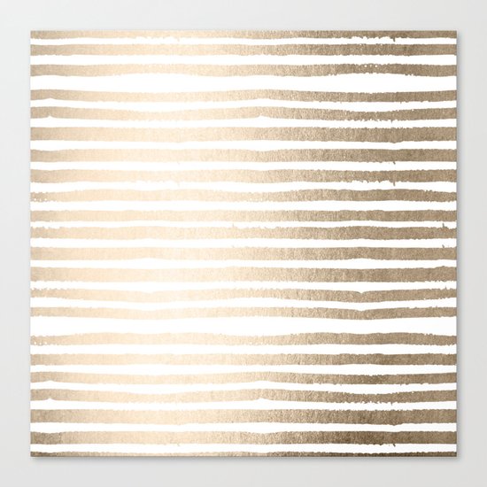 White Gold Sands Shibori Stripes Canvas Print