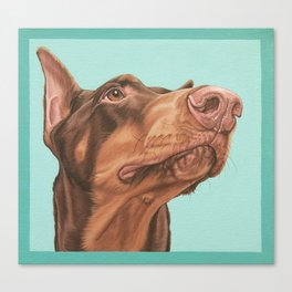 Regal Doberman Portrait, Red Dobie Dog Artwork, Doberman Pinscher Painting Canvas Print