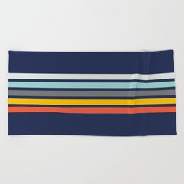 Abstract Minimal Retro Stripes 70s Style - Takakage Beach Towel
