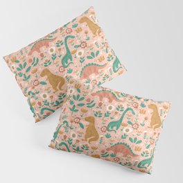 Folk Floral Dinosaurs in Pink Pillow Sham