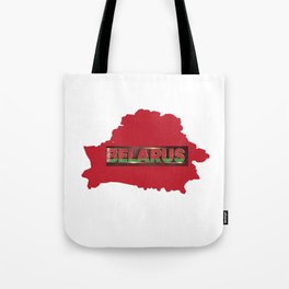 Belarus Flag and Red Map Tote Bag