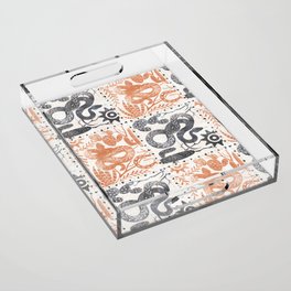 Sandy Orange Desert Block Print Acrylic Tray