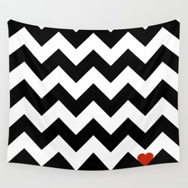 Heart & Chevron - Black/Classic Red Wall Tapestry
