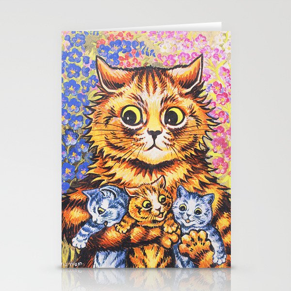 Louis Wain - A Cat with her Kittens  Stationery Cards