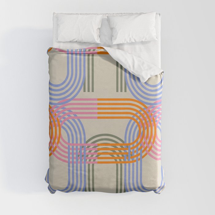 Underlying Serenity - 60s Retro Pattern of Arches Duvet Cover