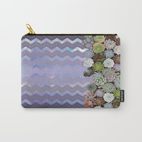 Lavender Opal & Succulent Chevron Carry-All Pouch