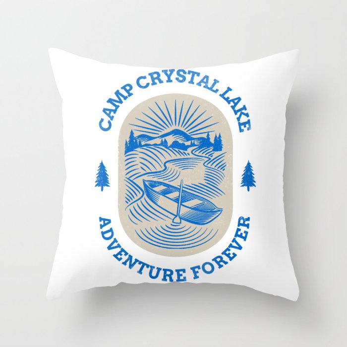 Camp Crystal Lake Adventure Forever Retro Slasher Horror Halloween Design Throw Pillow