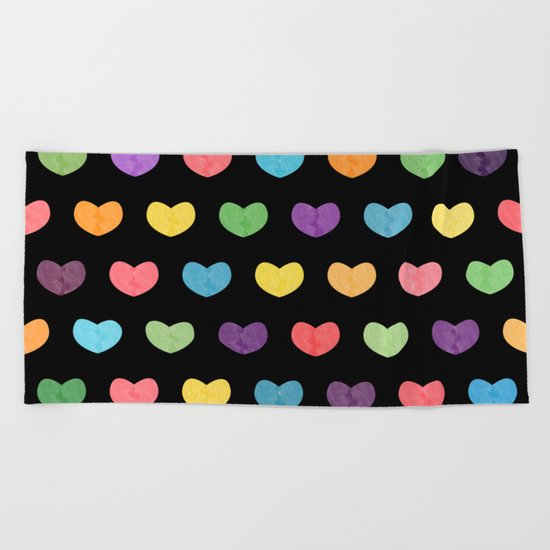 Colorful hearts II Beach Towel