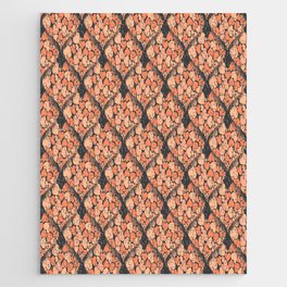 When Hearts Meet Together Pattern - Peach Hearts (On Grey) Jigsaw Puzzle