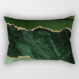 Beautiful Emerald And Gold Marble Design Rectangular Pillow