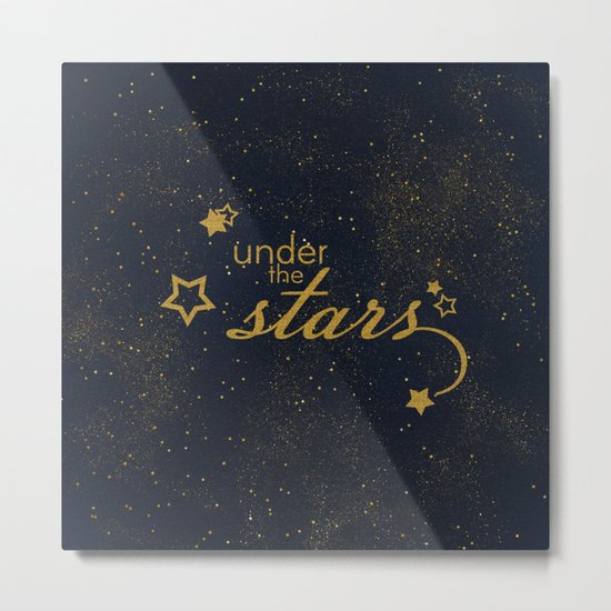 Under the stars- sparkling gold glitter night typography on #Society6 Metal Print