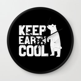 Keep Earth Cool Polar Bear Wall Clock | Typography, Polarbear, Cool, Globalwarming, Climatechange, Earthday, Keepearthcool, Ecosystem, Animal, Environment 
