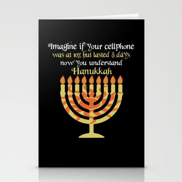 Imagine Your Cellphone Hanukkah Candle Menorah Stationery Cards