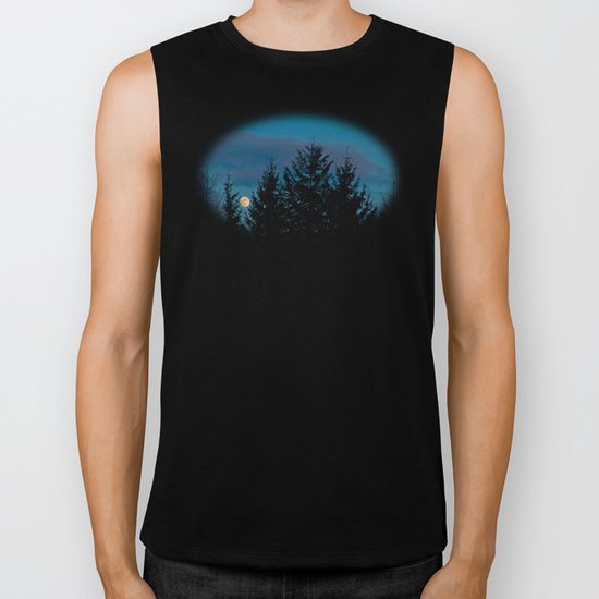 Full moon in the firs Biker Tank
