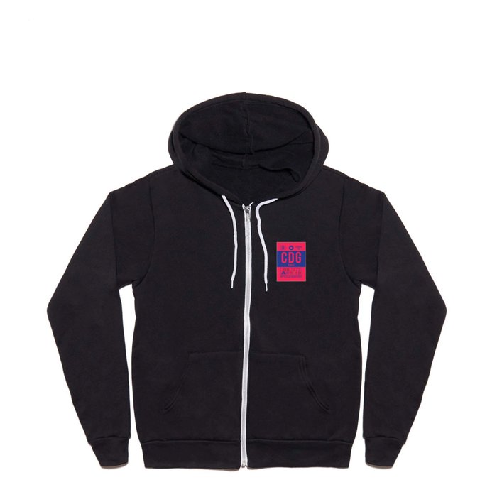 Luggage Tag B CDG Paris France Full Zip Hoodie by neotokyo