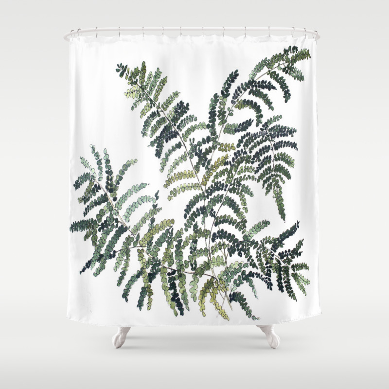 Woodland Fern Botanical Watercolor Illustration Painting Shower