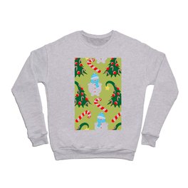 Christmas Seamless Pattern, Drawn Funny Christmas Trees, Cute Snowmen and Candies Crewneck Sweatshirt