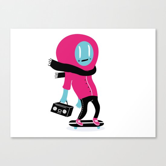 Alien on skateboard Canvas Print