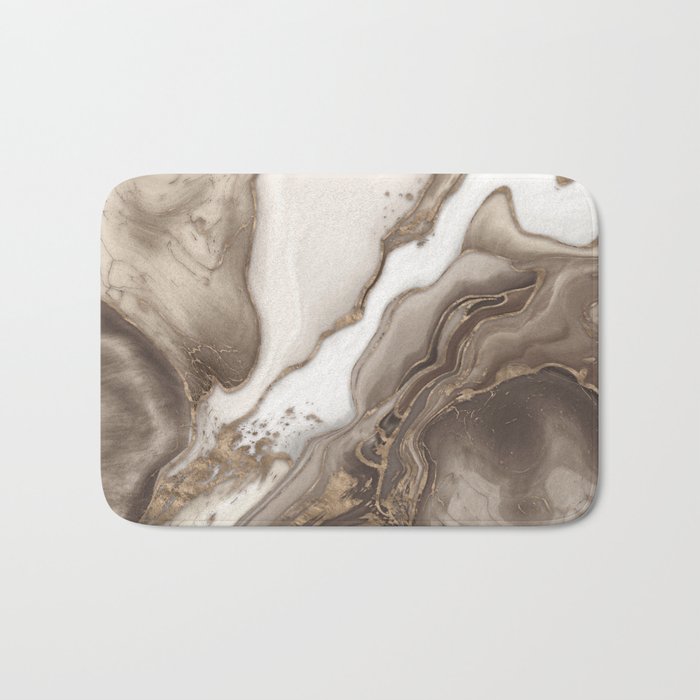 Taupe marble and gold abstract Bath Mat