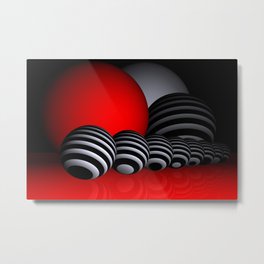 round and red and white and black Metal Print