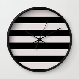 Black and Cream White Cabana Beach Horizontal Stripe Wall Clock | Black, Digital, Jumbostripes, Lines, Cabanastripes, Cabana, Linedstripes, Pattern, Beach, Stripes 