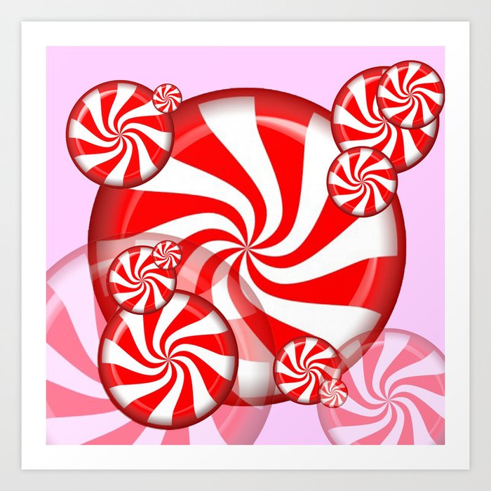 Peppermint art print  Christmas art  Candy Art  Archival print of my colored pencil drawing