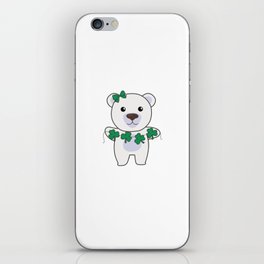 Polar Bear With Shamrocks Cute Animals For Luck iPhone Skin