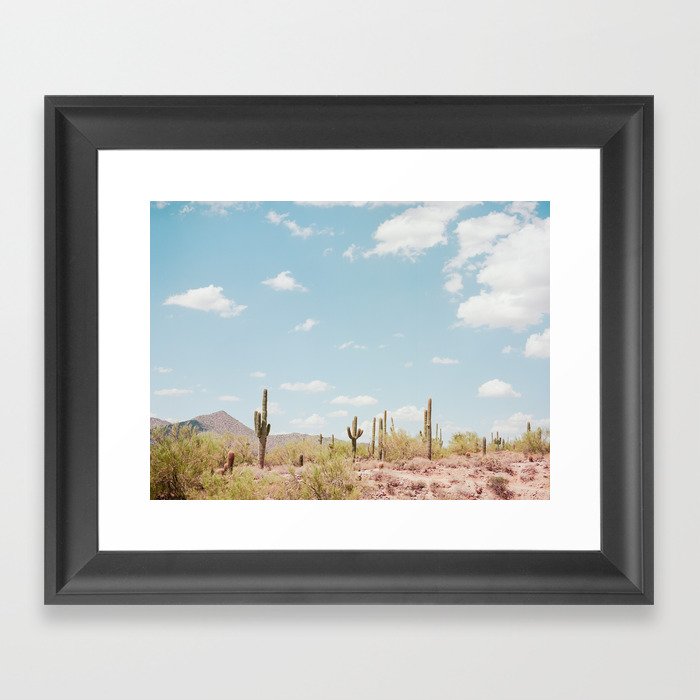 Saguaros in the Desert Framed Art Print