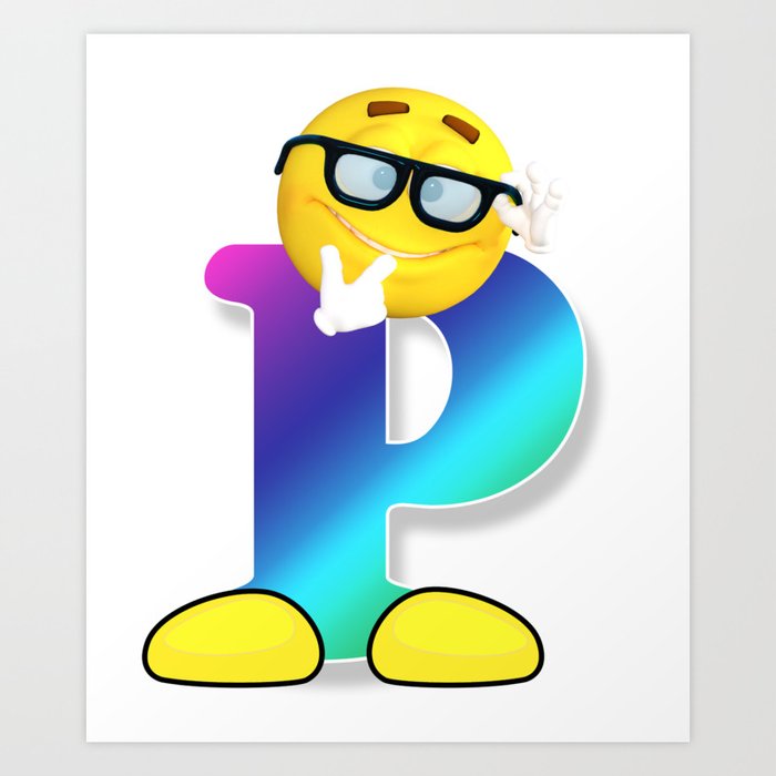 Letter P Alphabet Smiley Monogram Face Emoji Shirt For Men Women Kids Art Print By Arthur Martin Society6