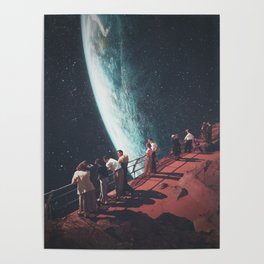 Missing the ones we Left Behind Poster | Vintage, Digitalart, Retro, Curated, Collage, Universe, Sci-Fi, Planets, Romantic, Stars 