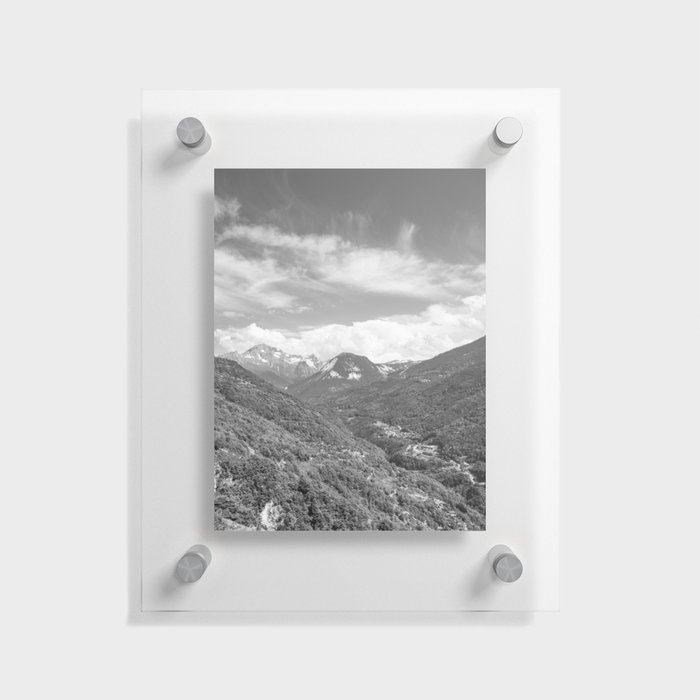 Mountains in the French alps art print- black and white landscape and travel photography Floating Acrylic Print