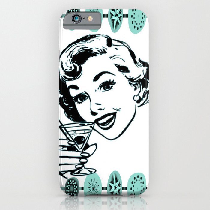 Mid-Century Modern Art Cocktail Teal iPhone Case