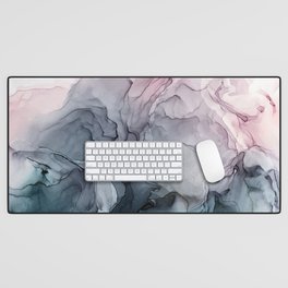 Blush and Payne's Grey Flowing Abstract Painting Desk Mat
