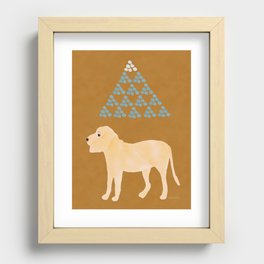 Dog and Geometric Mountain - Salmon and Camel Recessed Framed Print