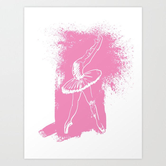 Ballerina Doing a Backbend on a Light Pink Background Art Print