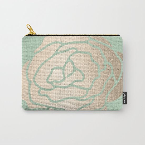 Rose White Gold Sands on Pastel Green Cactus Carry-All Pouch