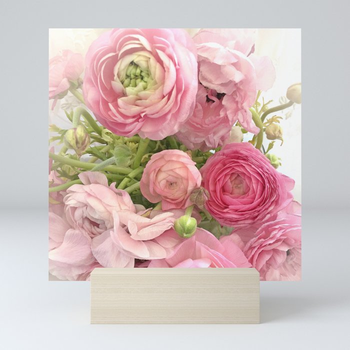 Shabby Chic Cottage Ranunculus Peonies Roses Floral Print & Home Decor Mini Art Print