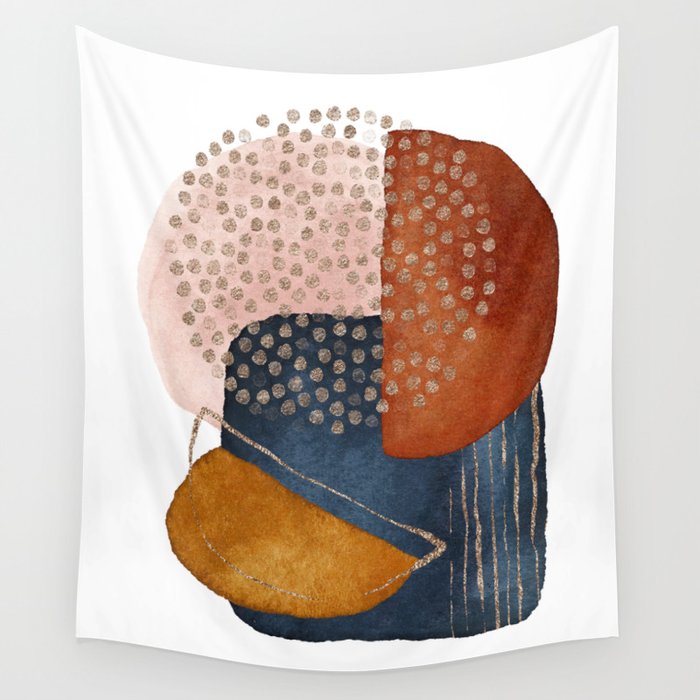 Abstract Terracotta Navy Blue Blush Pink Art Print By LandSartprints Wall Tapestry by LandSartprints Society6