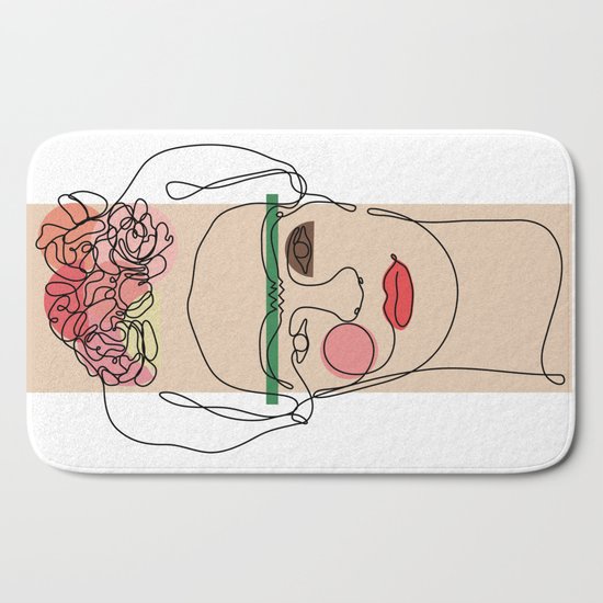 Frida Kahlo Line Art Bath Mat by jeganmones | Society6