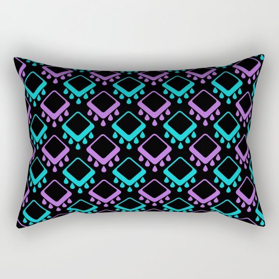 Abstract colorful geometric pattern . Black , Magenta , turquoise . Rectangular Pillow