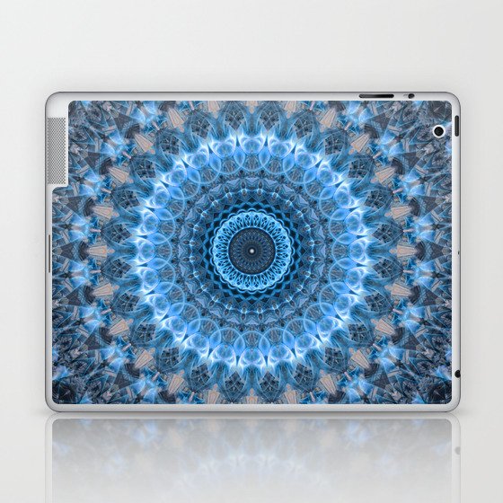 Digital mandala with light blue dominant. Laptop & iPad Skin