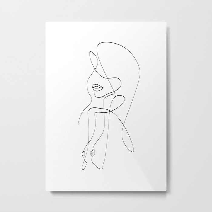 Woman Abstract Line Metal Print By Draw4you Society6